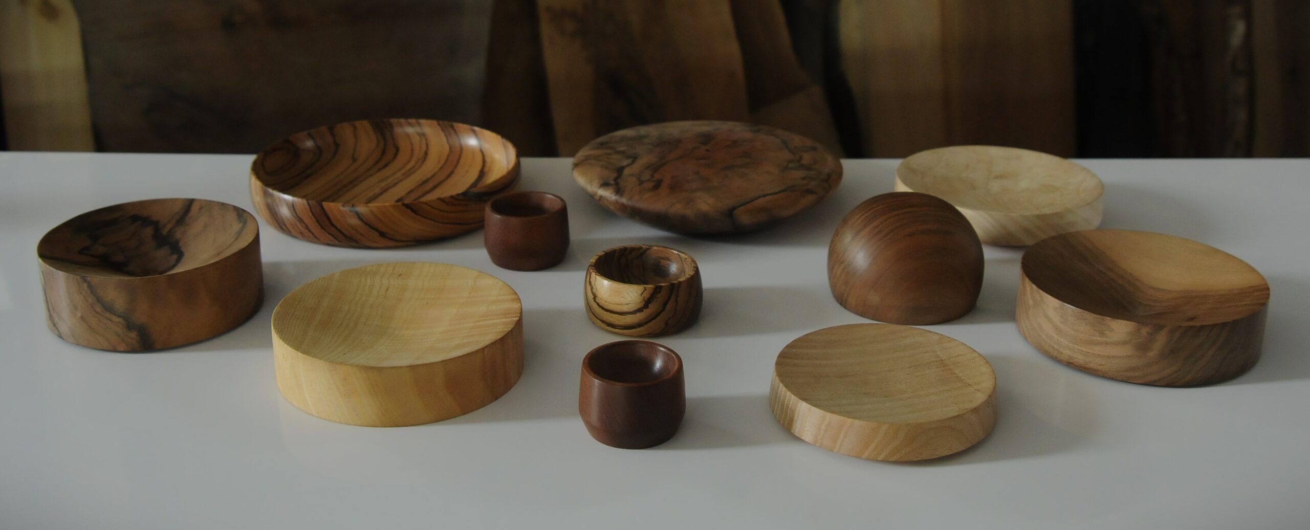 handcrafted wooden bowl collection as tableware and decoration