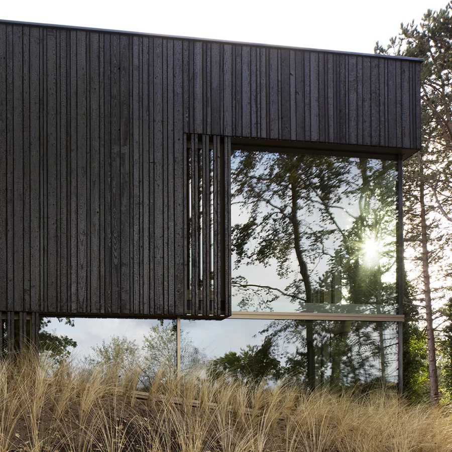 a building with a glass wall